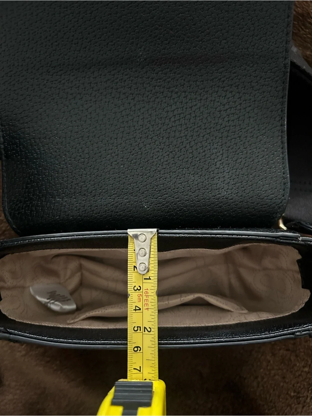 True Religion Black Crossbody Bag with Gold Horseshoe Accent